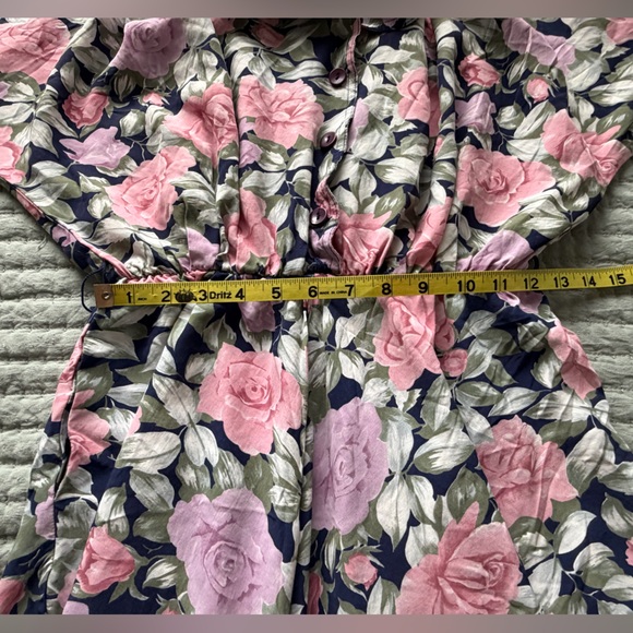 Vintage E.D. Michaels Pink, Purple, and Blue Floral Midi Dress - Picture 12 of 13